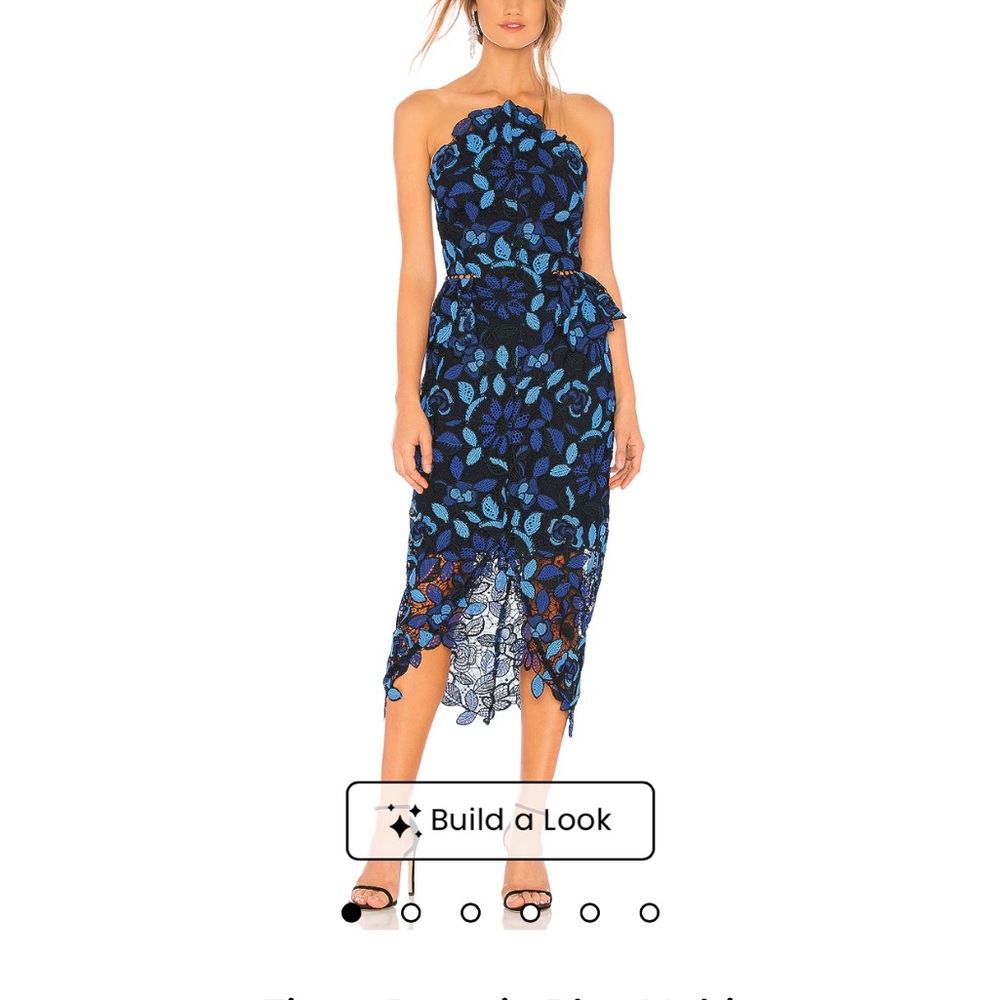 Elliatt Midnight Blue Floral Lace Midi Dress